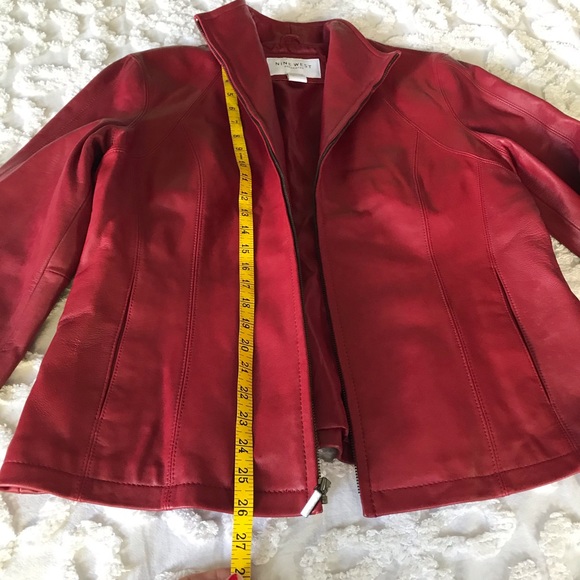 Nine West Separates Red Leather Jacket Size Large - Picture 3 of 16